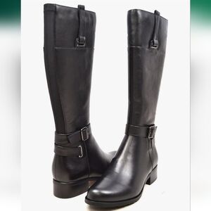 Solemani Gabi Black Leather Knee Boots